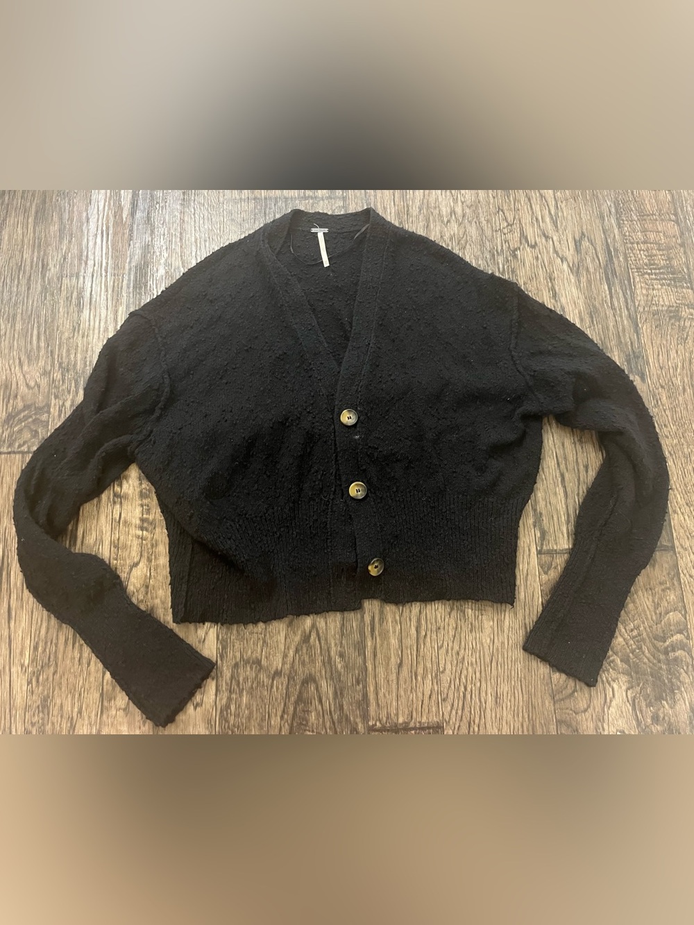 Free People Black Button-Front V-Neck Cardigan